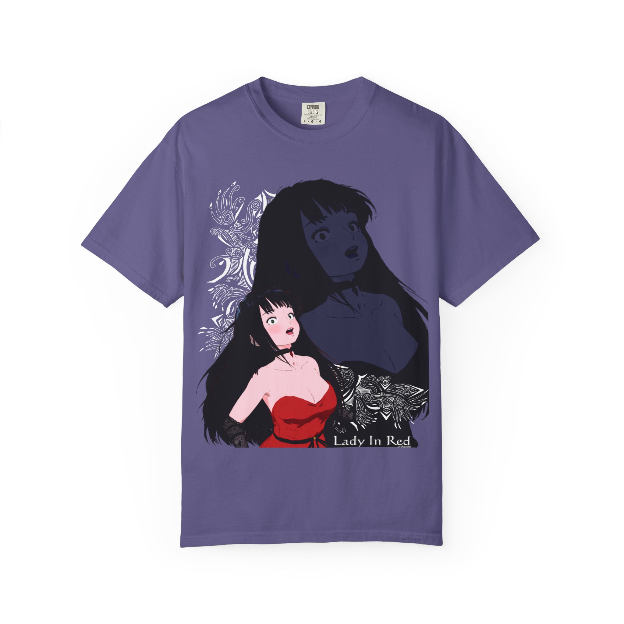 Eden The Lady In Red Anime Cover Unisex Garment-Dyed T-shirt - Image 9